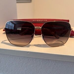 Marciano Silver Aviator Sunglasses with Brown Gradient Lenses